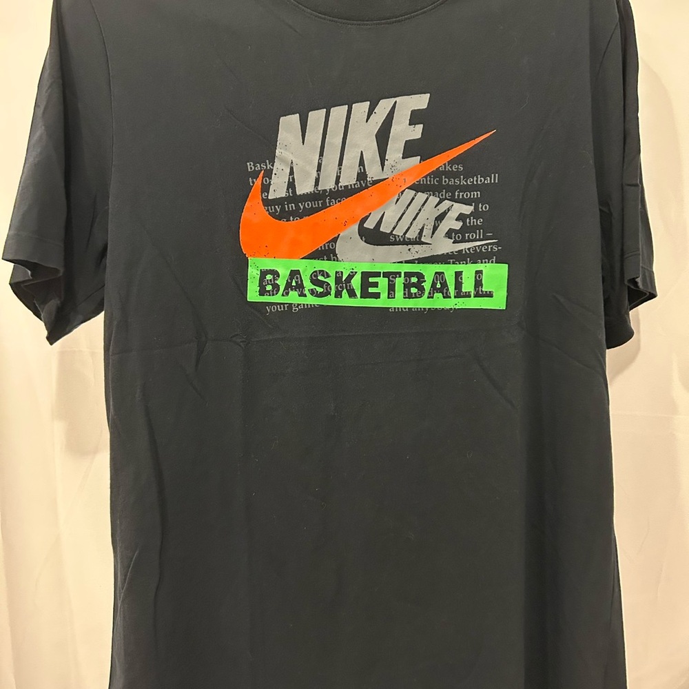 Nike Black Tee with Orange and Green Accents